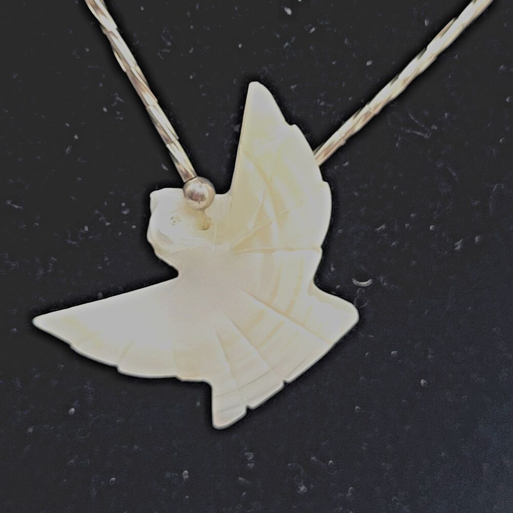 Native Liquid Silver Carved Bird Totem Necklace 15in
